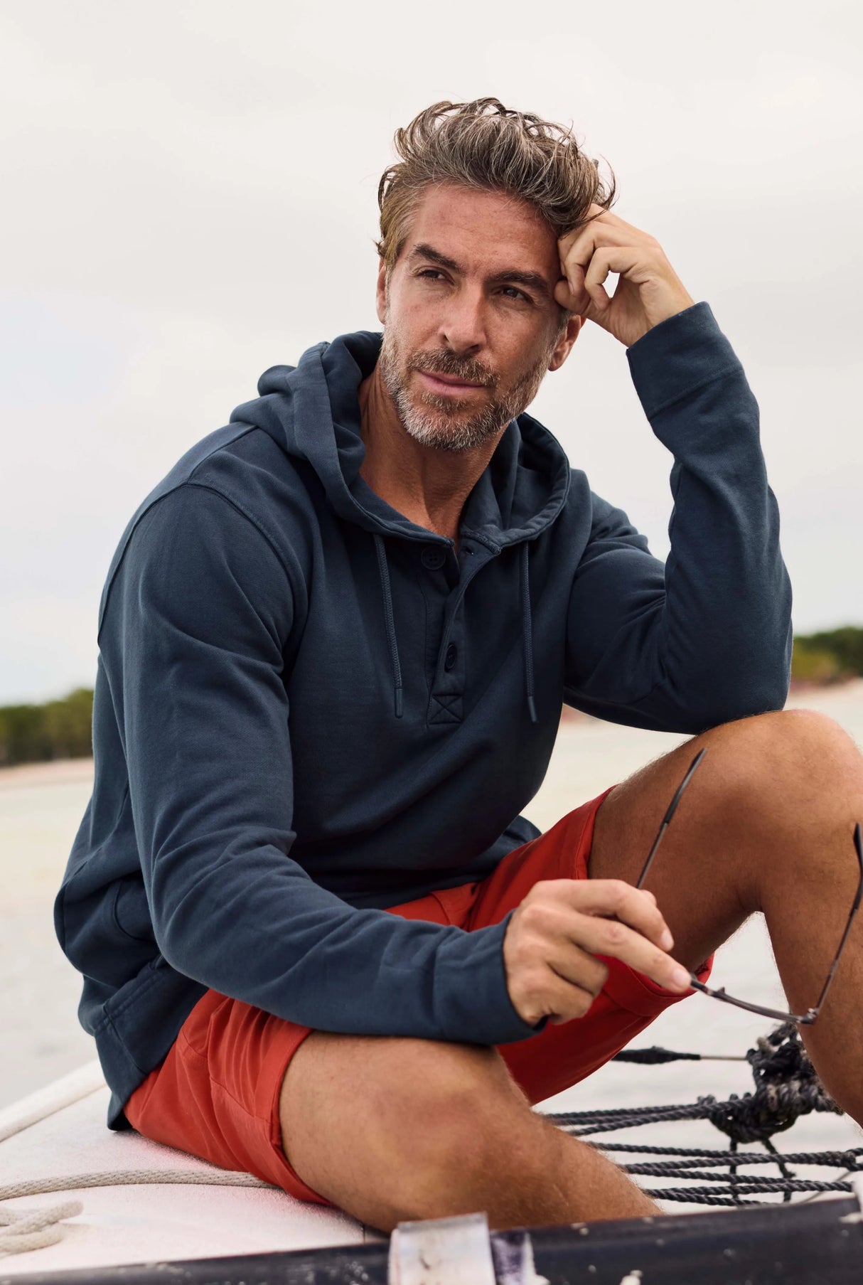 Weird Fish Navy Sunwashed Woodside Loopback Hoodie - Old Railway Line Garden Centre