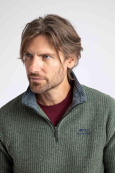 Weird Fish Newark 1/4 Zip Grid Fleece - Beetle Green