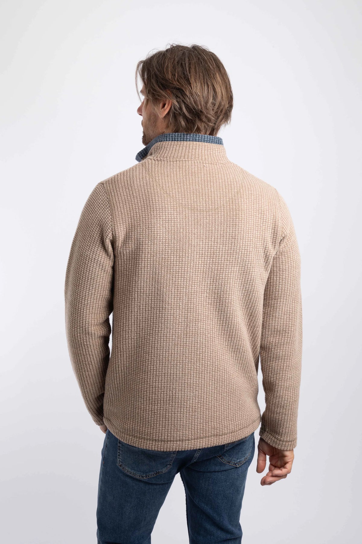 Weird Fish Newark 1/4 Zip Grid Fleece - Cola