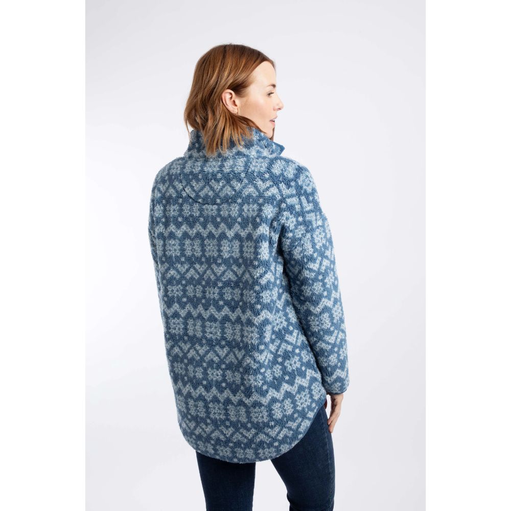 Weird Fish Pikard 1/4 Zip Printed Cosy Fleece - Light Blue