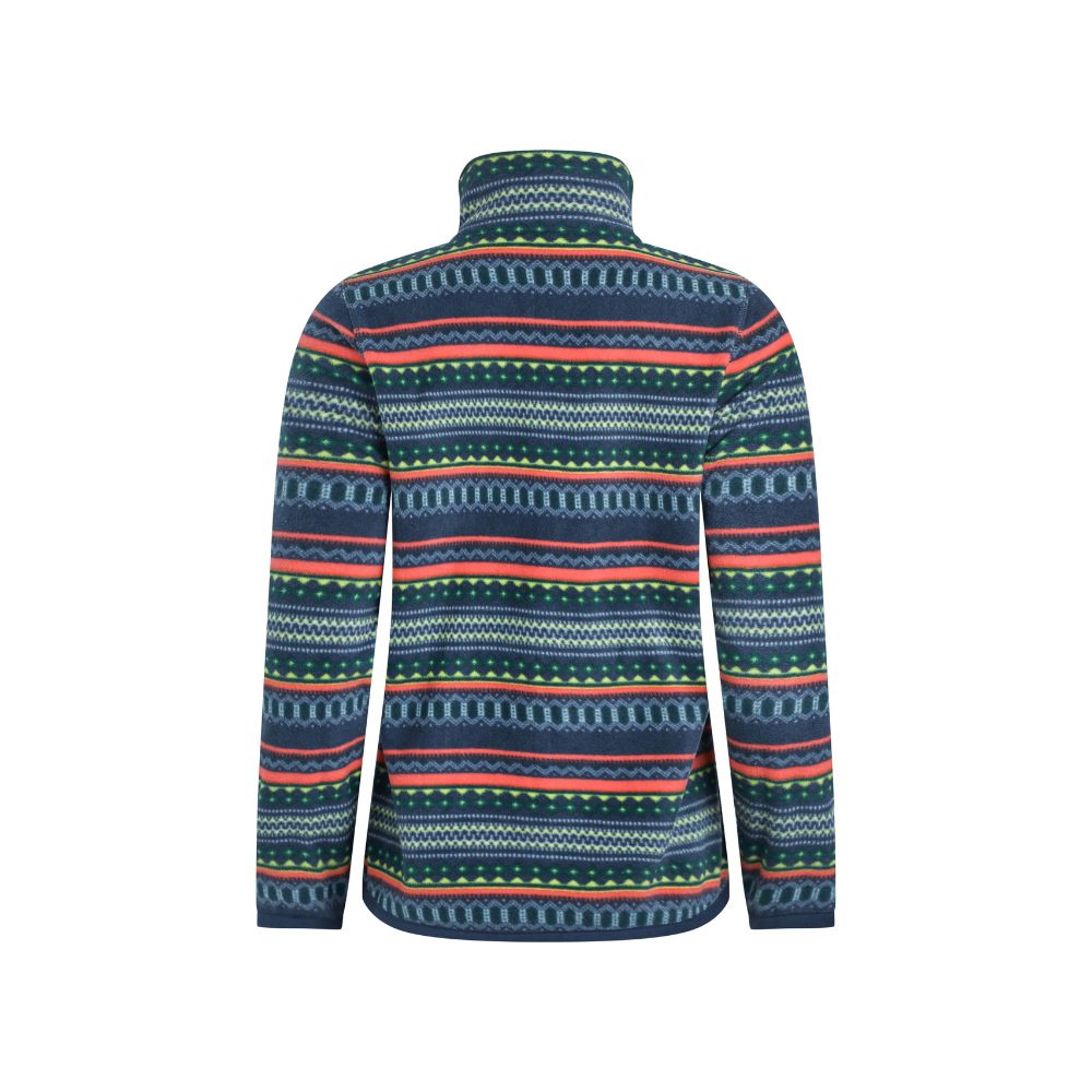 Weird Fish Reena 1/4 Zip Printed Microfleece - Deep Sea Blue