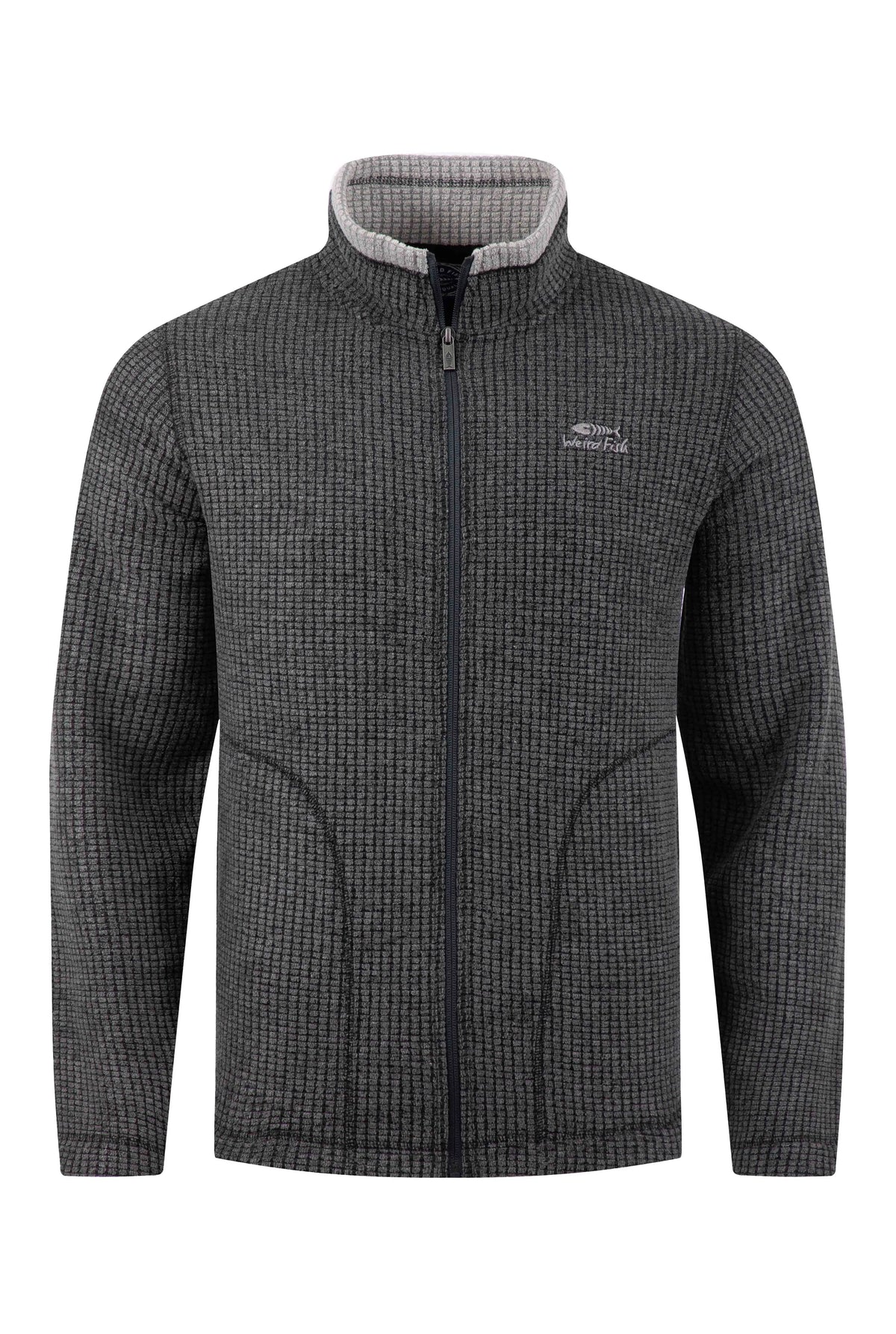 Weird Fish Shires Full Zip Grid Fleece - Washed Black