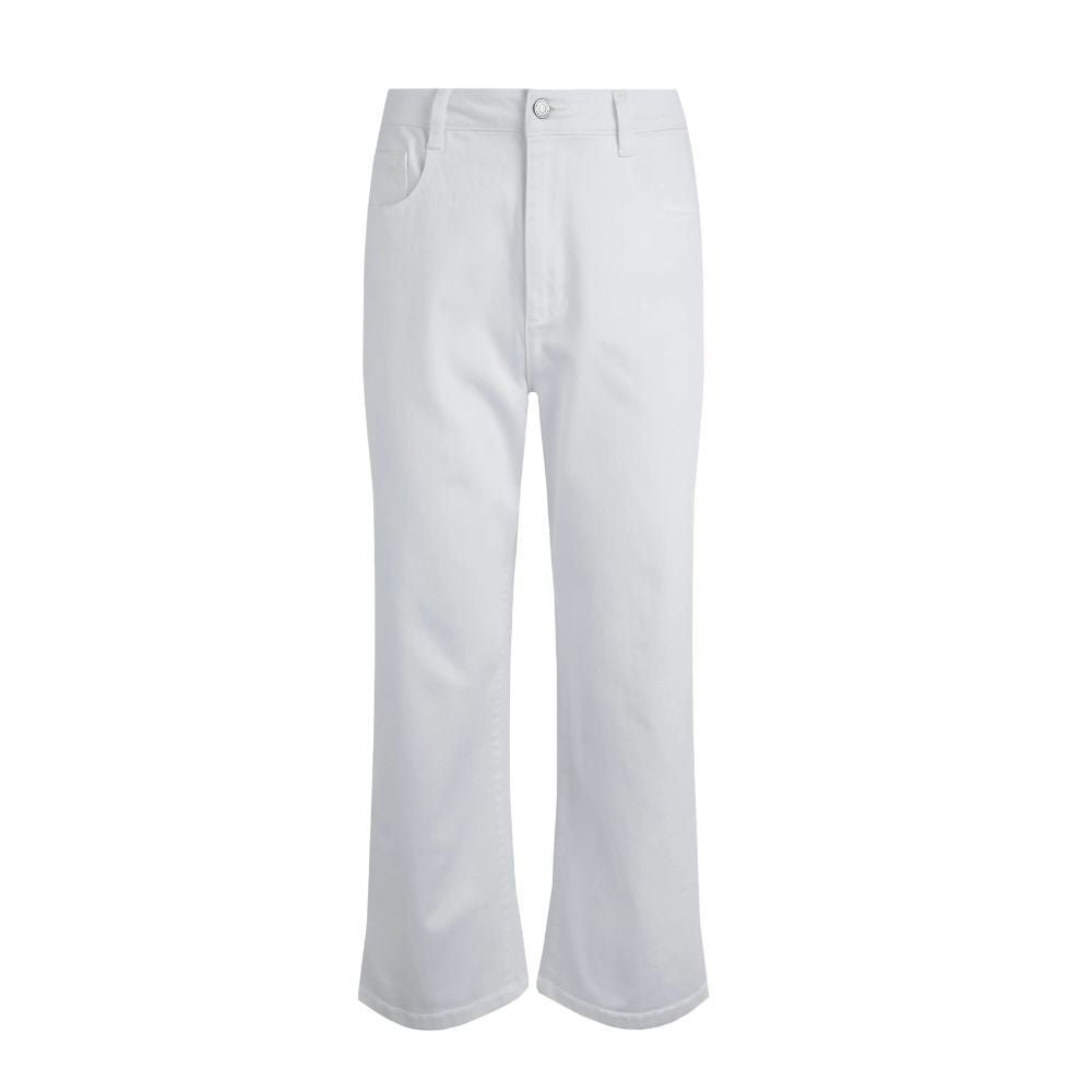 Weird Fish Soulina Wide Leg Cropped Denim Jeans - White - Old Railway Line Garden Centre