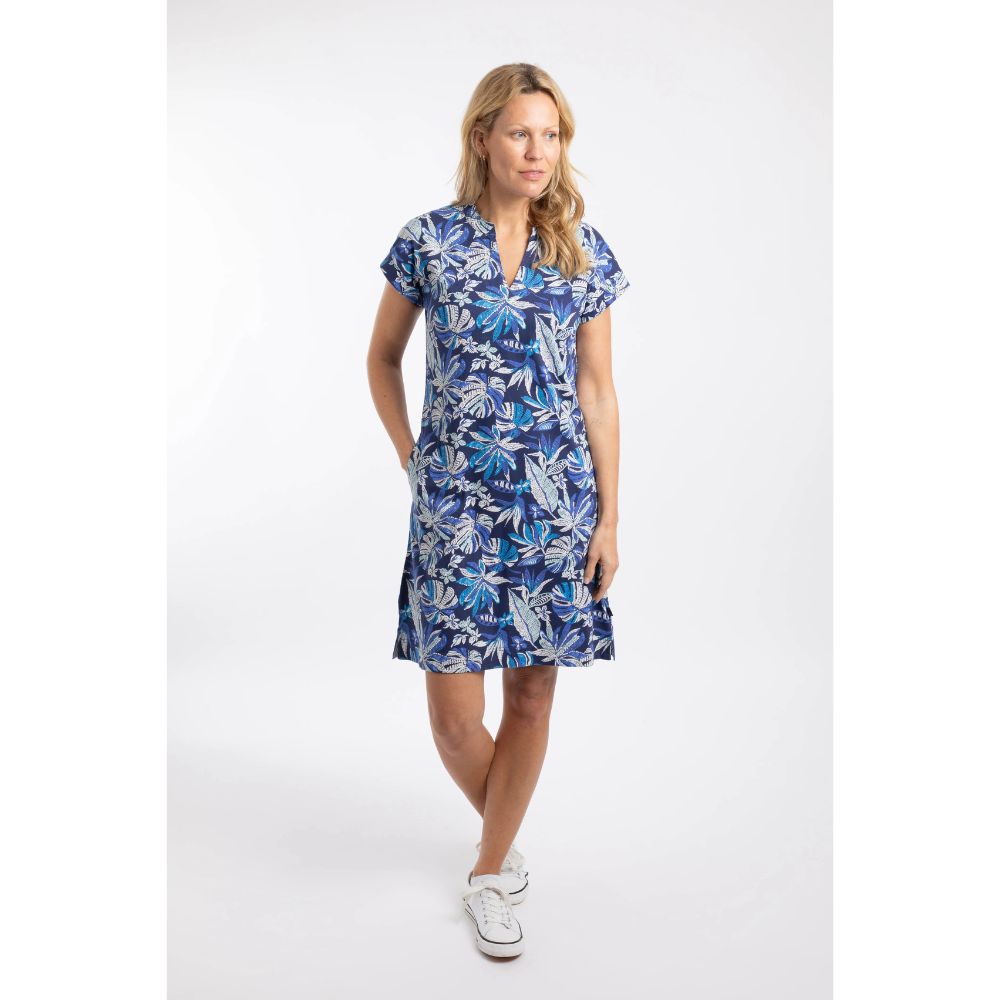 Weird Fish Suffolks Printed Jersey Dress - Blue Indigo