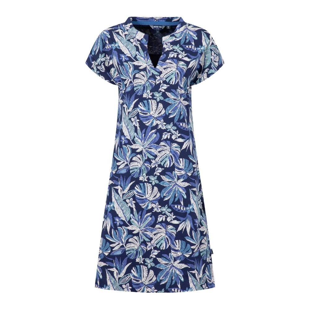Weird Fish Suffolks Printed Jersey Dress - Blue Indigo - Old Railway Line Garden Centre