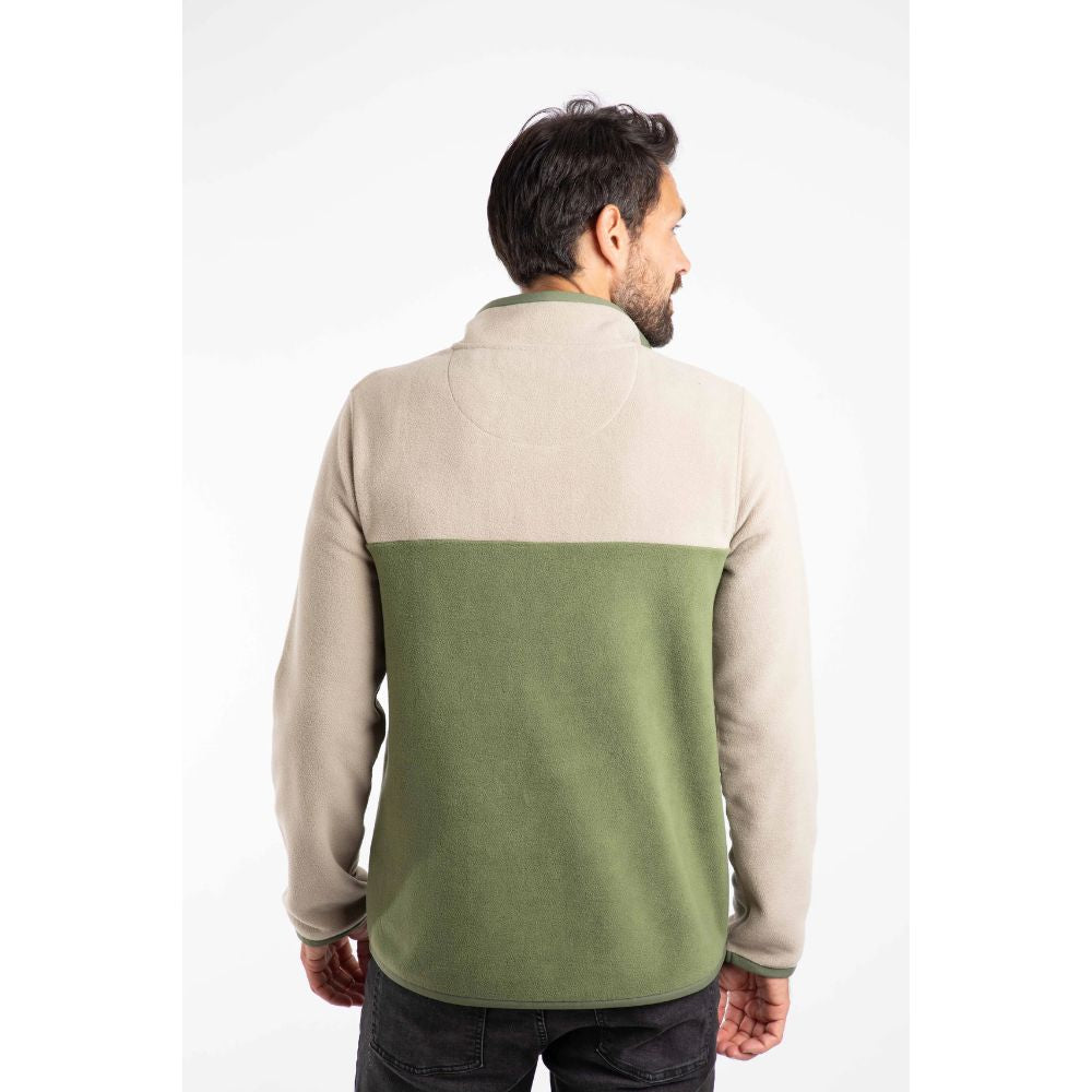 Weird Fish Tristan 1/4 Zip Colour Block Microfleece - Artichoke Green