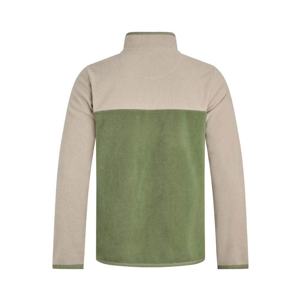 Weird Fish Tristan 1/4 Zip Colour Block Microfleece - Artichoke Green