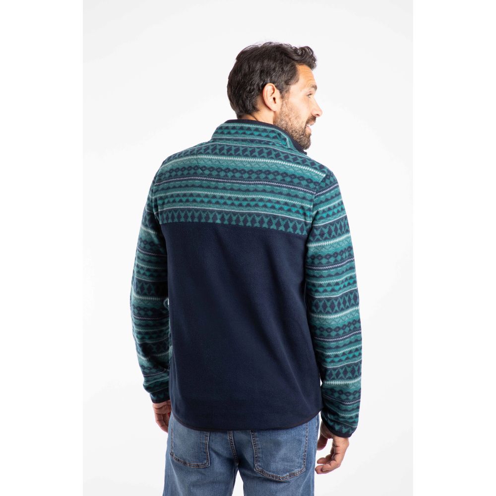 Weird Fish Gilbert 1/4 Zip Printed Microfleece - Cedar Green