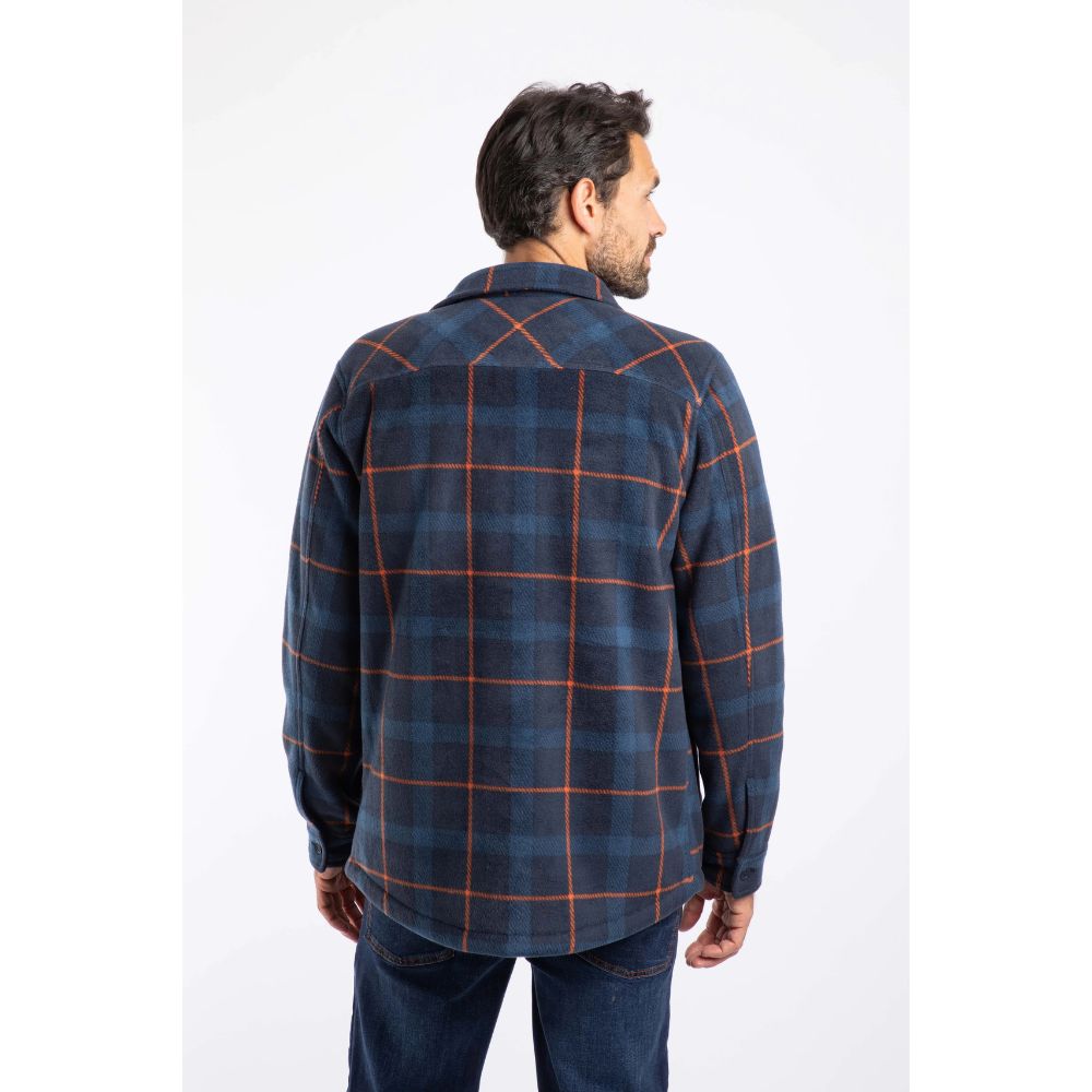 Weird Fish Tyburn Check Fleece Shacket - Navy
