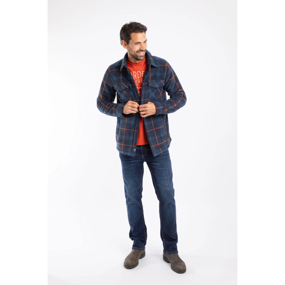 Weird Fish Tyburn Check Fleece Shacket - Navy