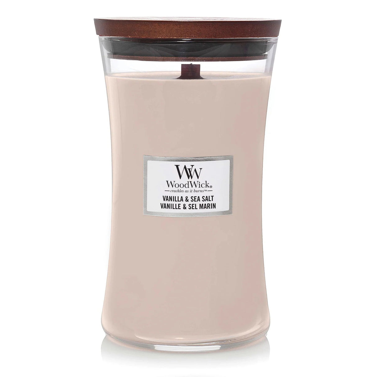 Wood Wick Vanilla & Sea Salt Large Hourglass Candle - Old Railway Line Garden Centre