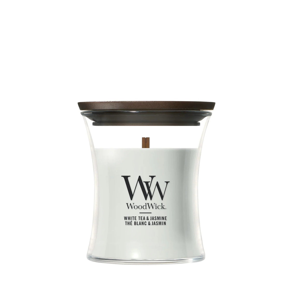 Wood Wick White Tea & Jasmine Mini Hourglass Candle - Old Railway Line Garden Centre