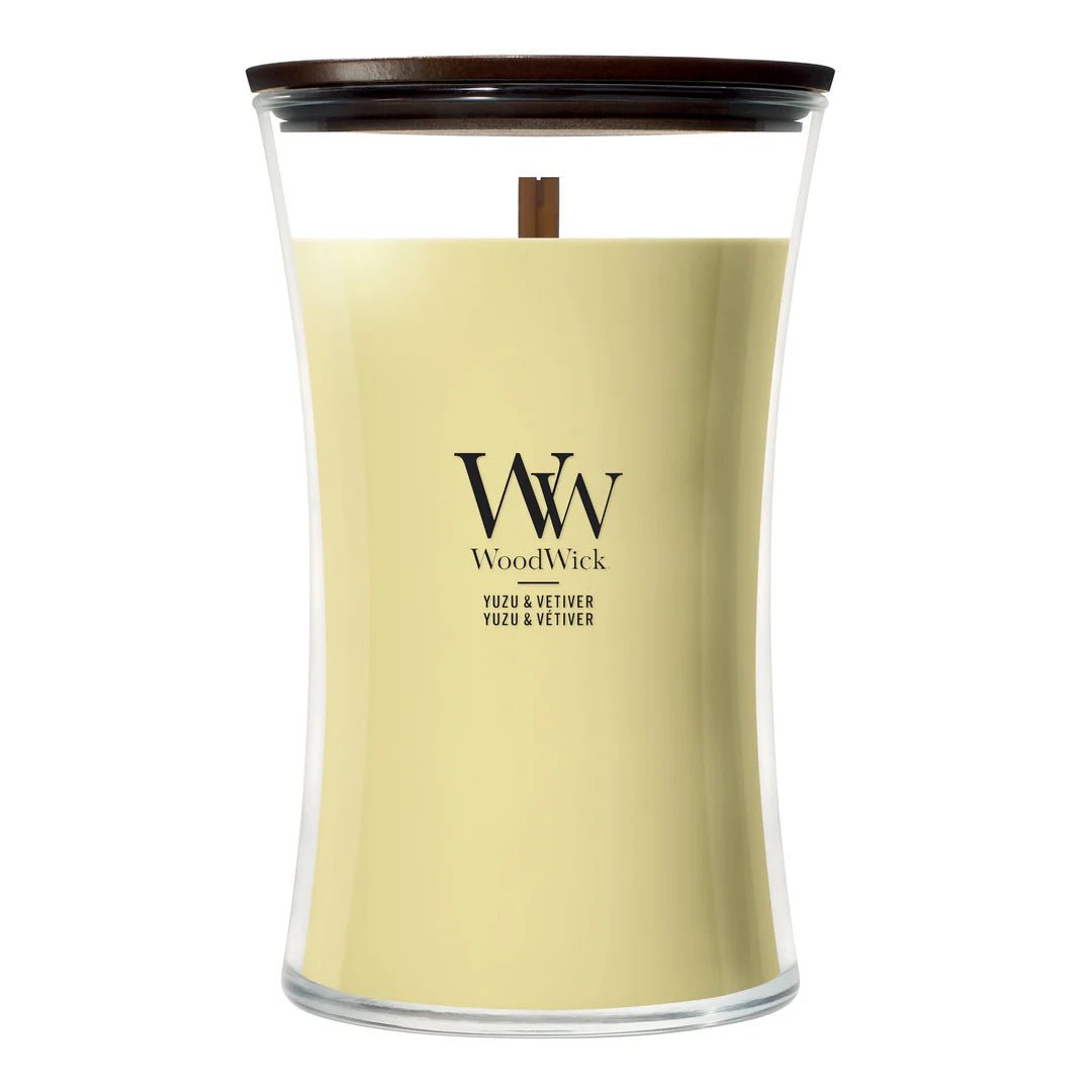Wood Wick Yuzu & Vetiver Large Hourglass Candle - Old Railway Line Garden Centre