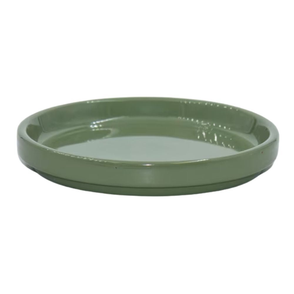 Woodlodge 14cm Hamburg Glazed Saucer- Light Green - Old Railway Line Garden Centre