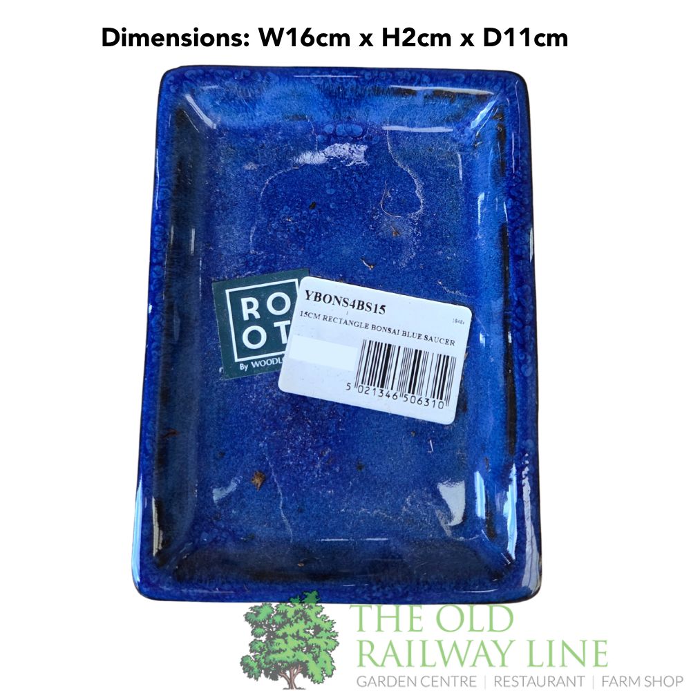 Woodlodge 15cm Blue Rectangle Bonsai Saucer - YBONS4BS15 - Old Railway Line Garden Centre