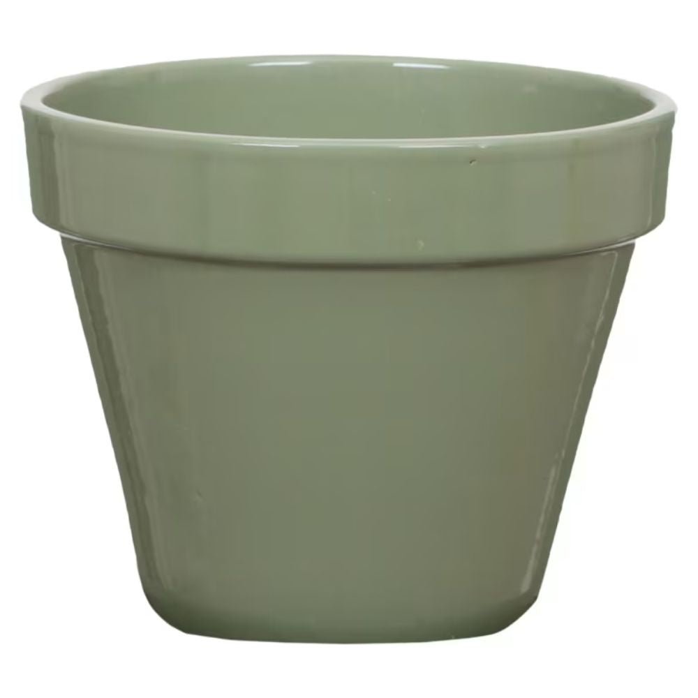 Woodlodge 18cm Hamburg Glazed Pot - Green - Old Railway Line Garden Centre