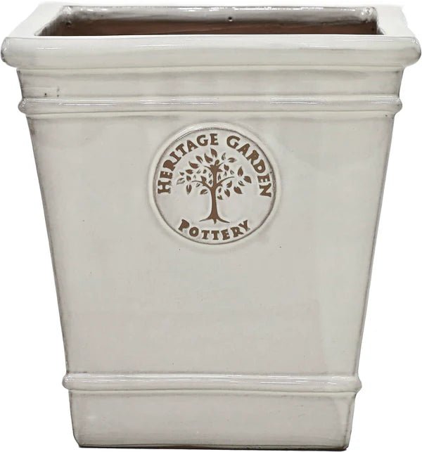 Woodlodge 19.5cm Taupe Edward Heritage Glazed Square Pot - YESQRTP20 - Old Railway Line Garden Centre