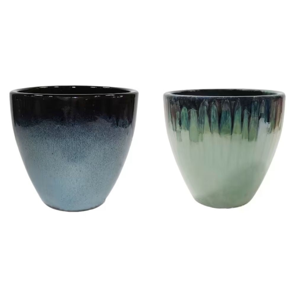 Woodlodge 21cm Ajaccio Shape 1 Glazed Pot - Choice of 2 - Old Railway Line Garden Centre