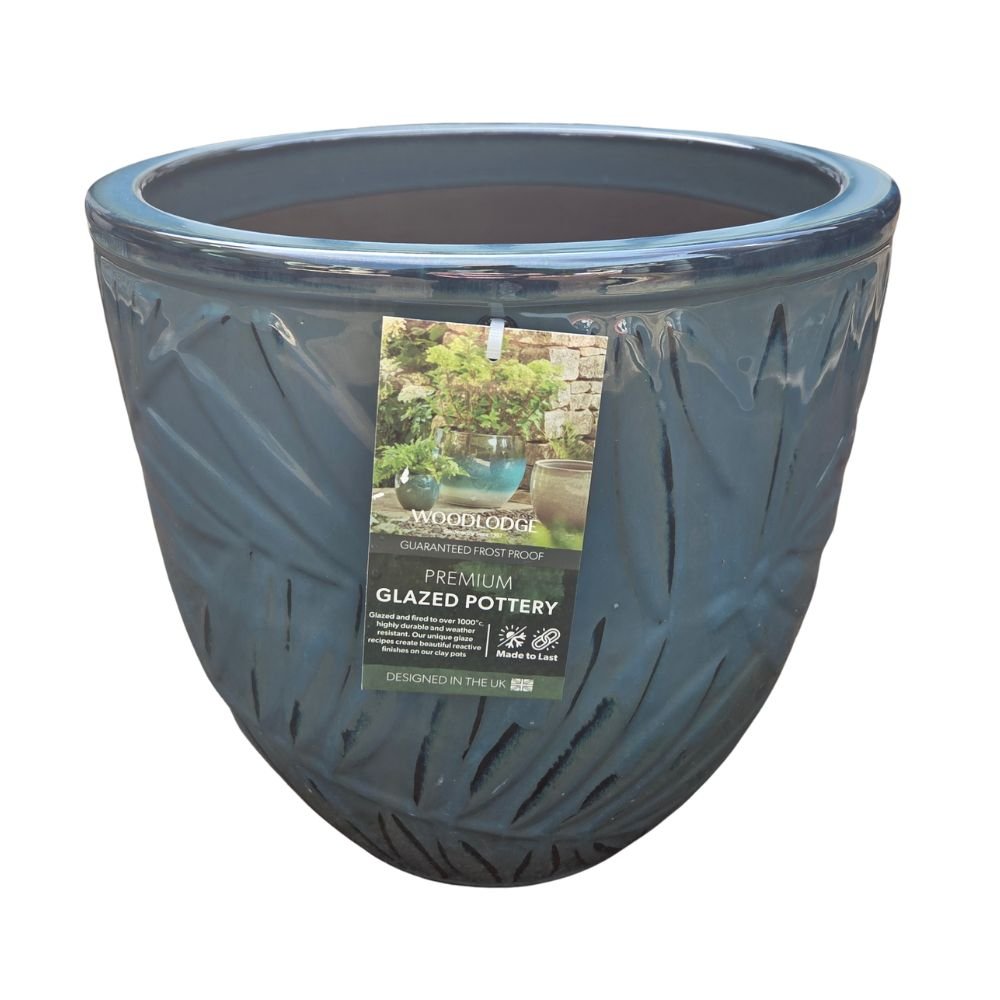 Woodlodge 21cm Alice 3 Glazed Pot - Dark Blue - Old Railway Line Garden Centre
