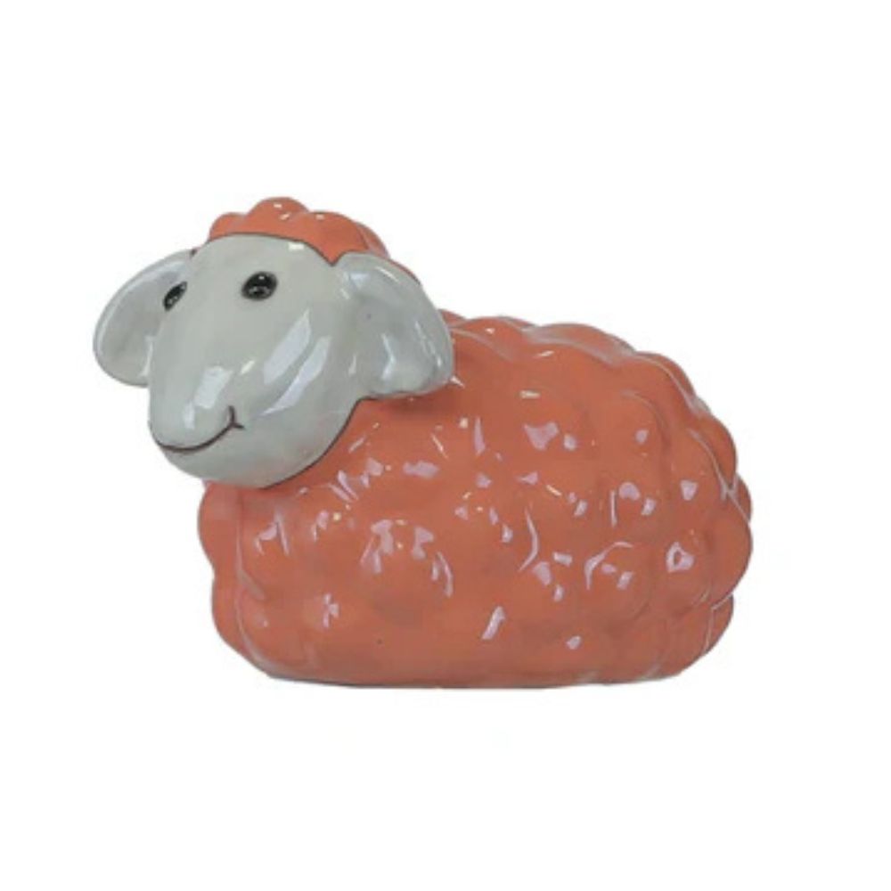 Woodlodge 22cm Glazed Sheep Garden Ornament - Orange