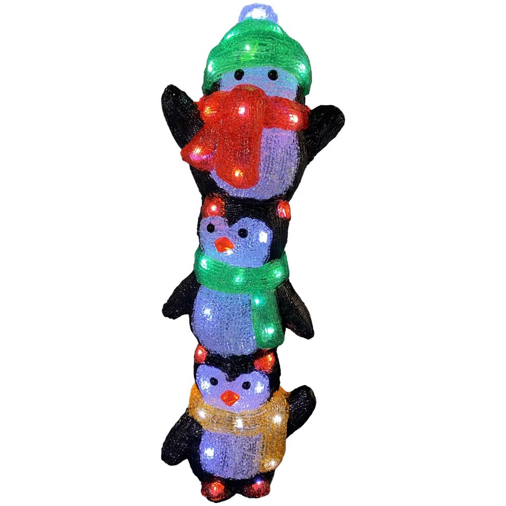 Woodlodge 49cm Cool White LED Playful Penguin Twinkle Stack -TWPENGUINST