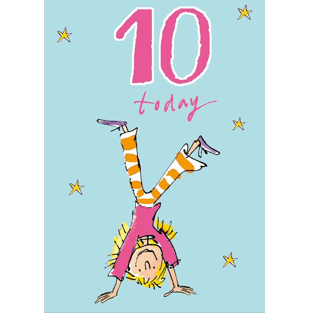 Woodmansterne 10th Girl Handstand Birthday Card - Old Railway Line Garden Centre