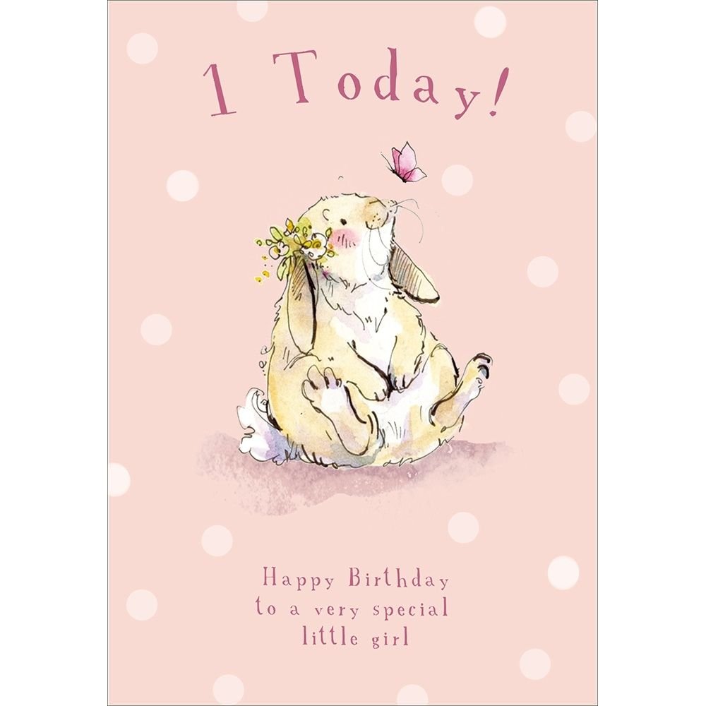 Woodmansterne 1st Today Rabbit Pink Birthday Card - Old Railway Line Garden Centre