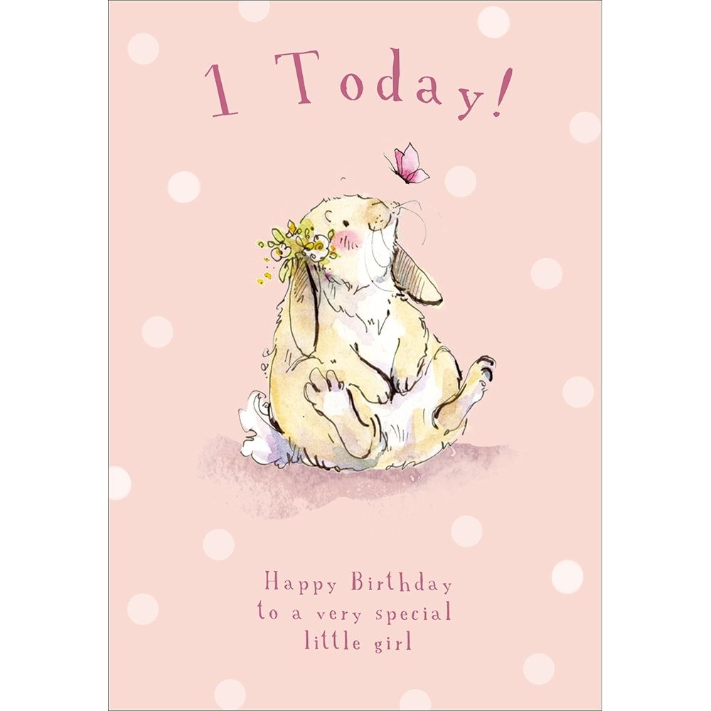 Woodmansterne 1st Today Rabbit Pink Birthday Card