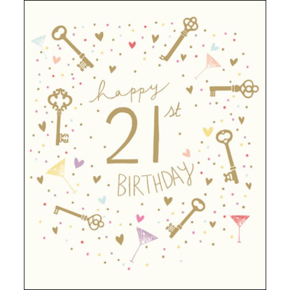 Woodmansterne 21st Keys Birthday Girl Card - Old Railway Line Garden Centre