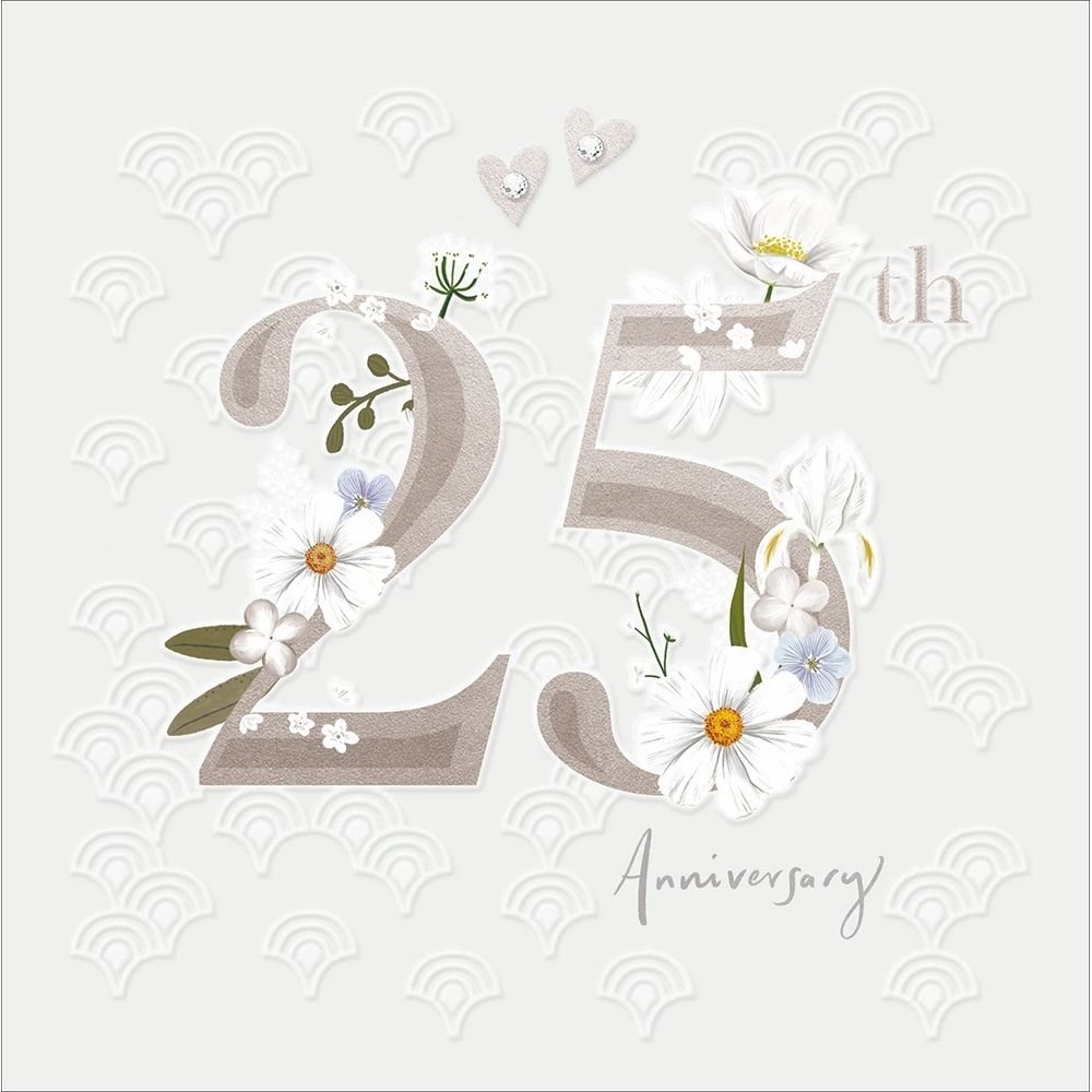 Woodmansterne 25th Floral Silver Anniversary Card - Old Railway Line Garden Centre