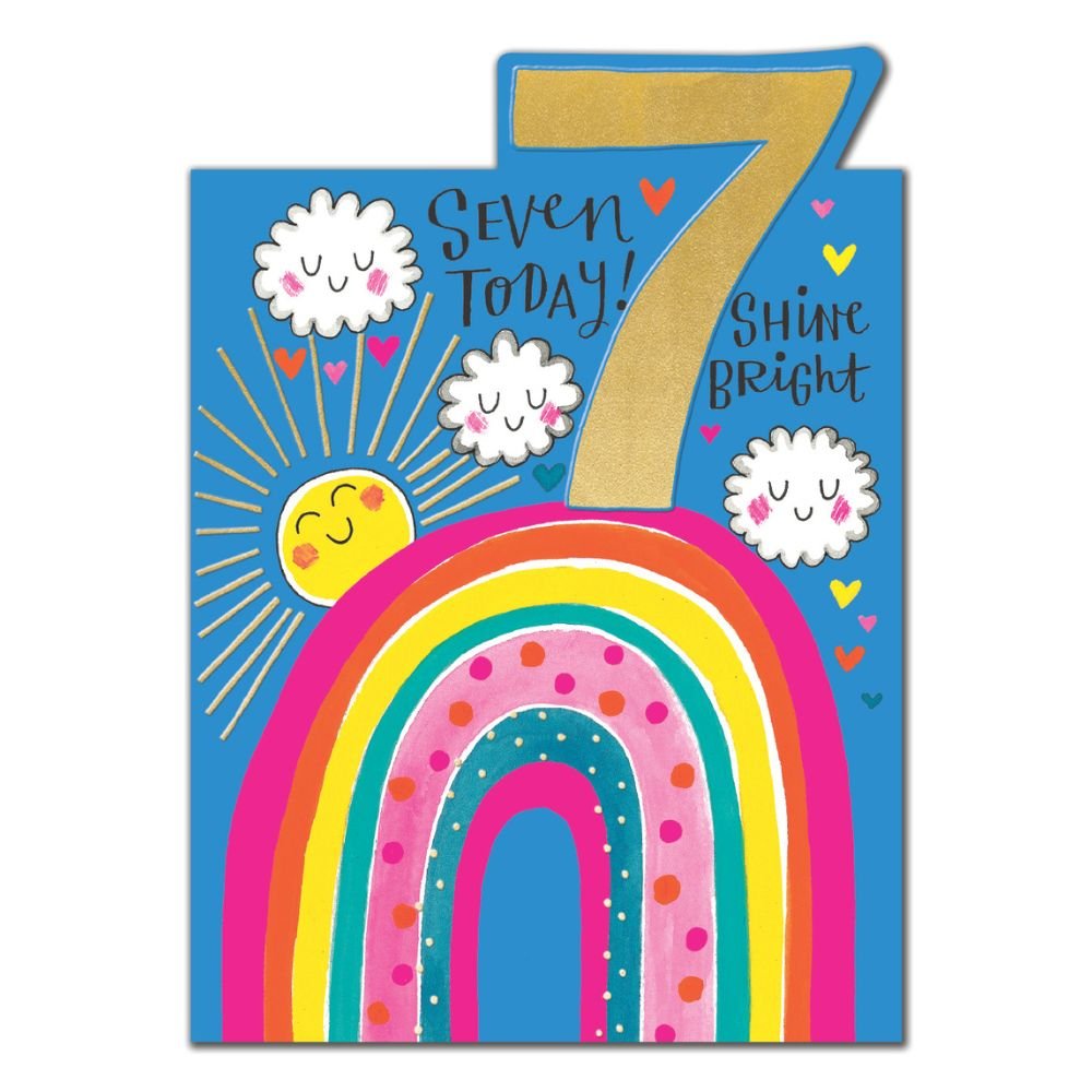 Woodmansterne 7th Shine Bright Rainbow Birthday Card - Old Railway Line Garden Centre