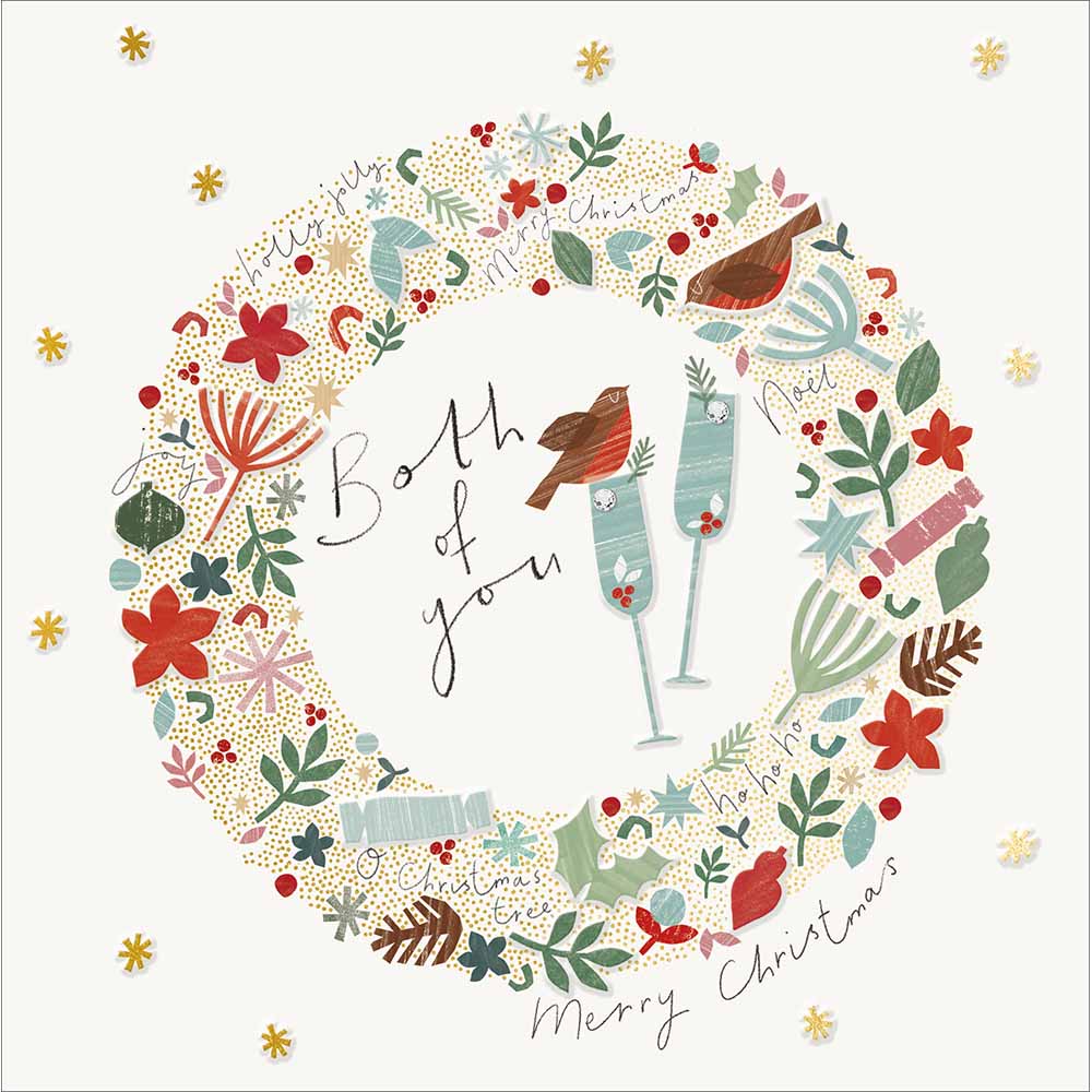 Woodmansterne Both of You - Christmas Items in Wreath Christmas Card