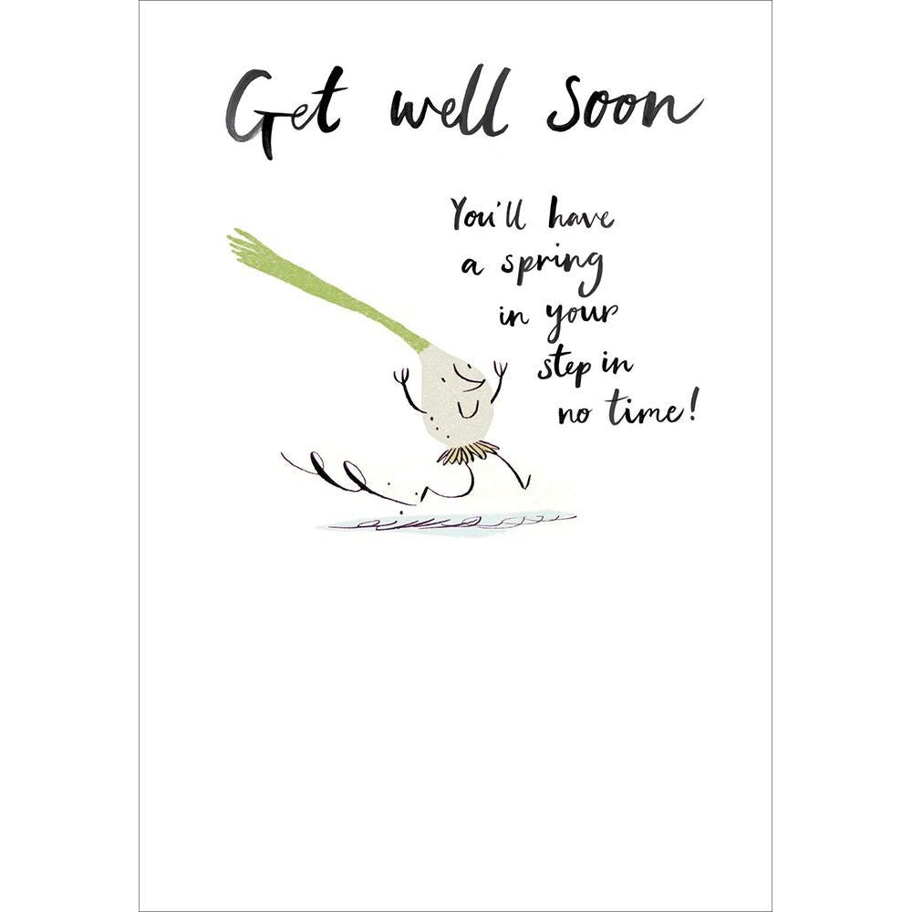 Woodmansterne Bouncing Back Spring Onion Get Well Soon Card - Old Railway Line Garden Centre