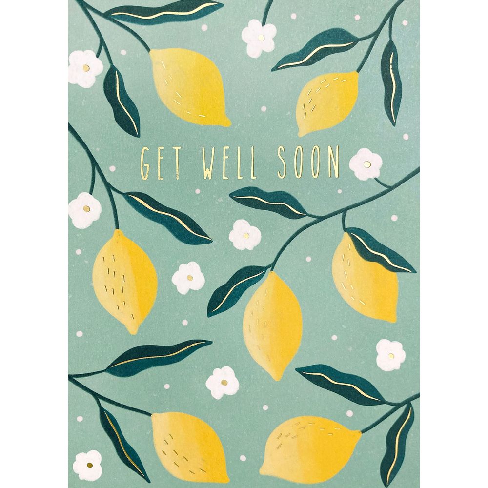 Woodmansterne Bright Lemons Get Well Soon Card - Old Railway Line Garden Centre