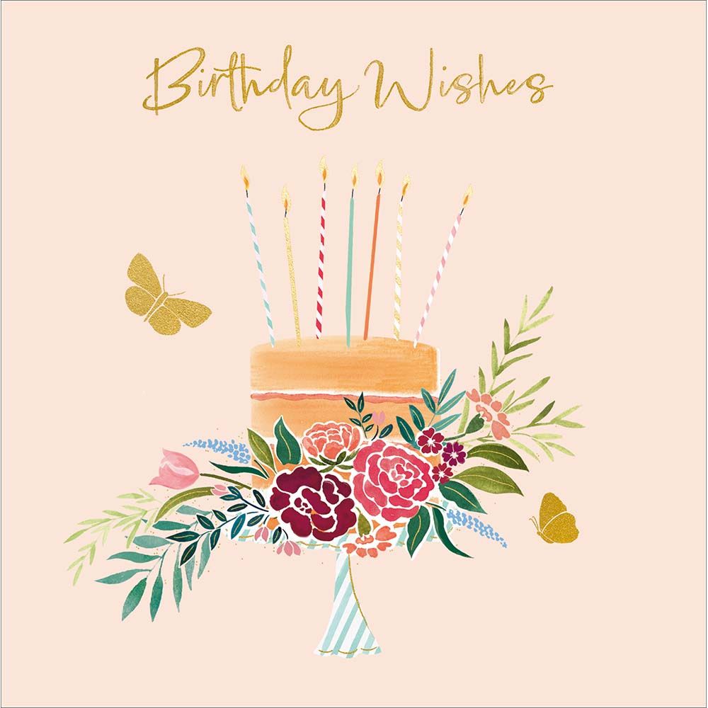 Woodmansterne Cake with Floral Stand Birthday Card