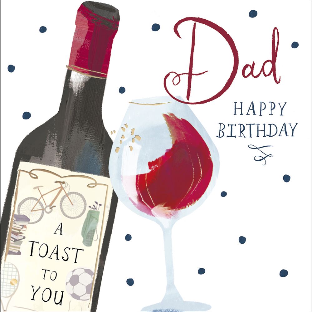 Woodmansterne Dad Cheers Wine Bottle Birthday Card