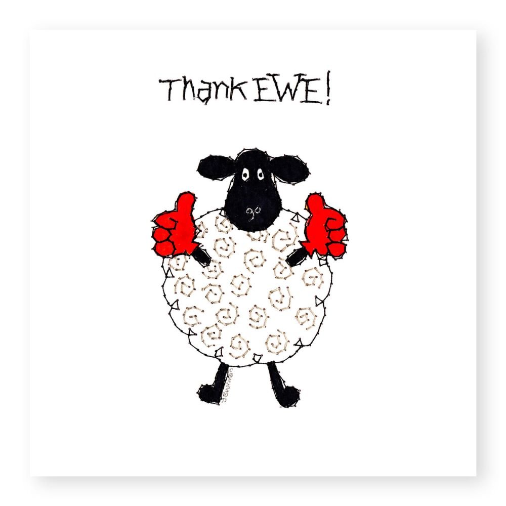 Woodmansterne Ewe Thumbs Up Thank You Card - Old Railway Line Garden Centre