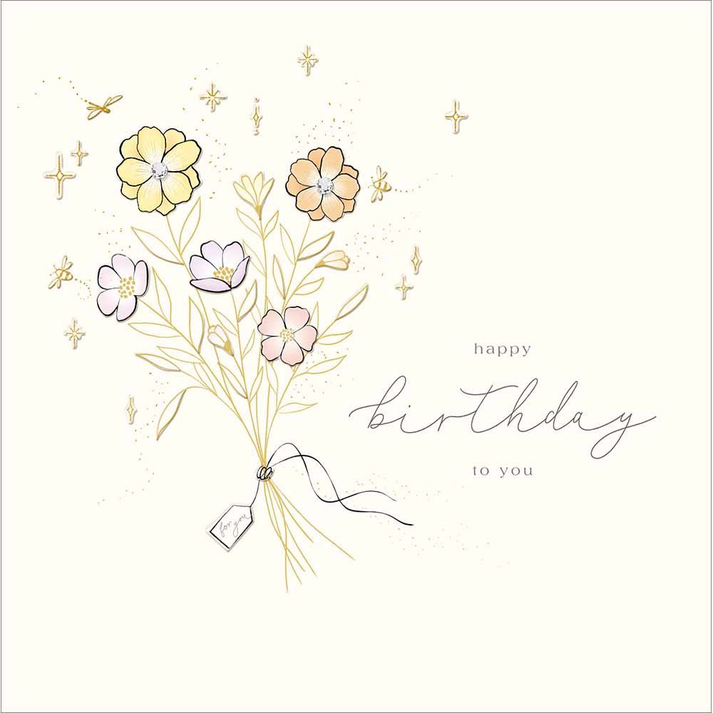 Woodmansterne Fine Line Bouquet Birthday Card