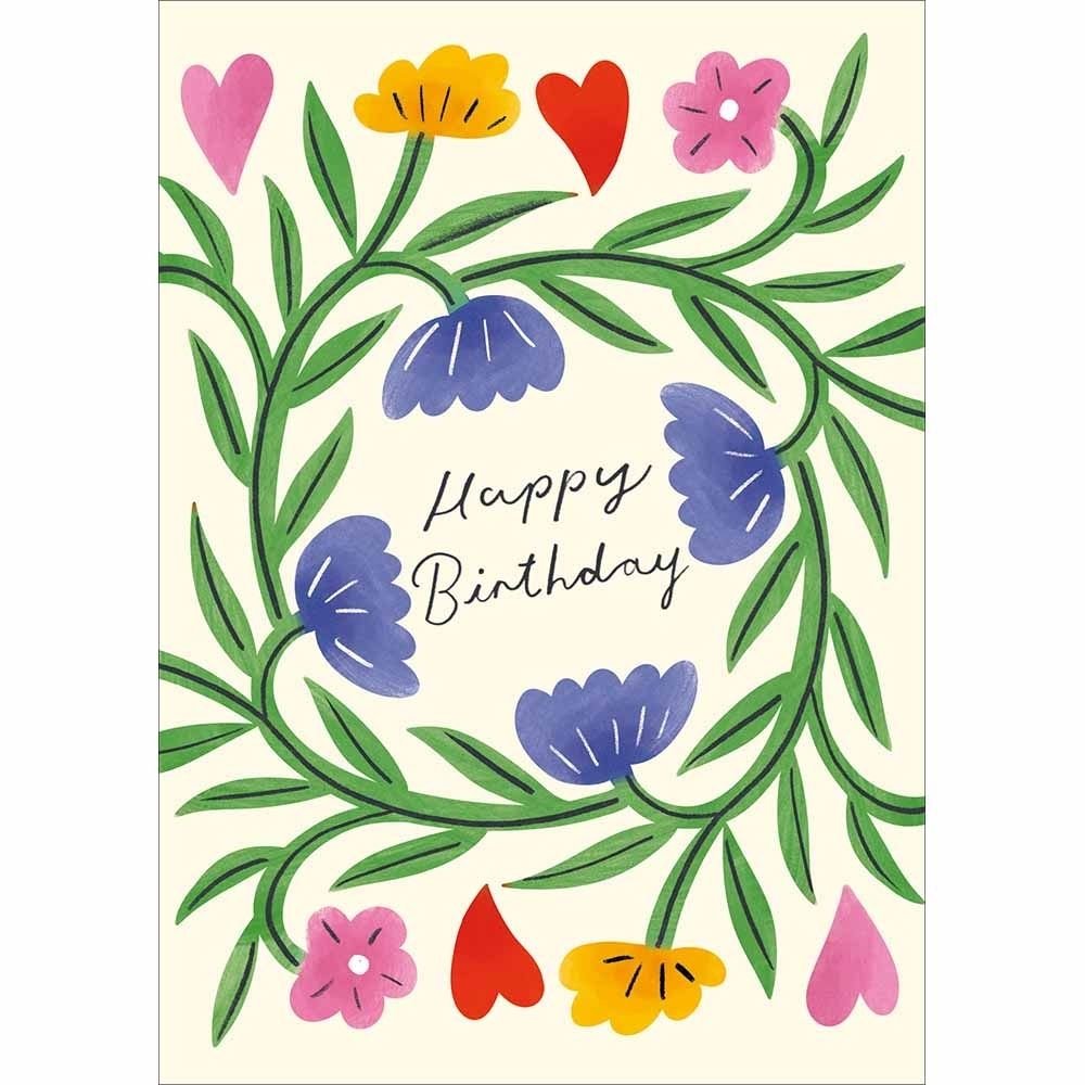 Woodmansterne Floral Ring Birthday Card - Old Railway Line Garden Centre