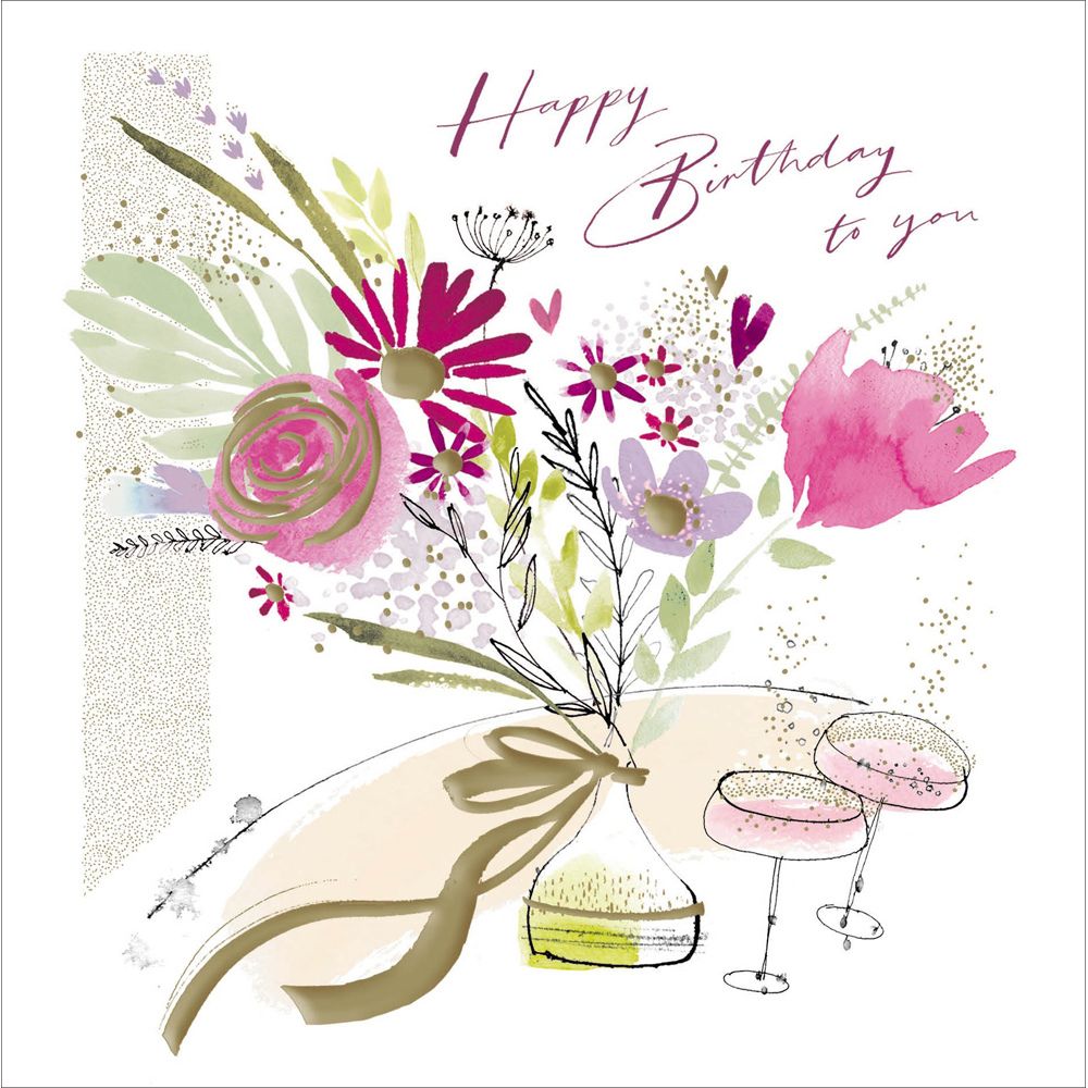 Woodmansterne Flowers & Champagne Birthday Card