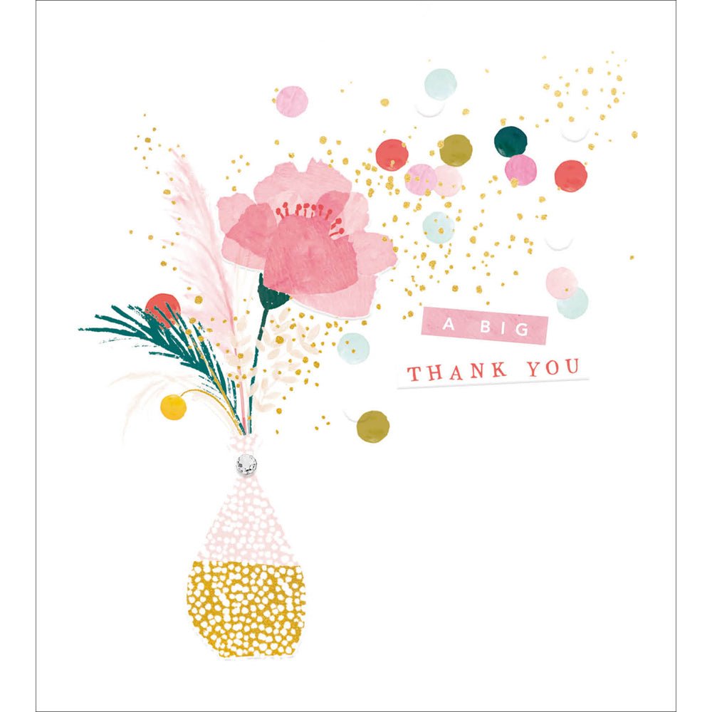 Woodmansterne Flowers in Vase Big Thank You Card - Old Railway Line Garden Centre