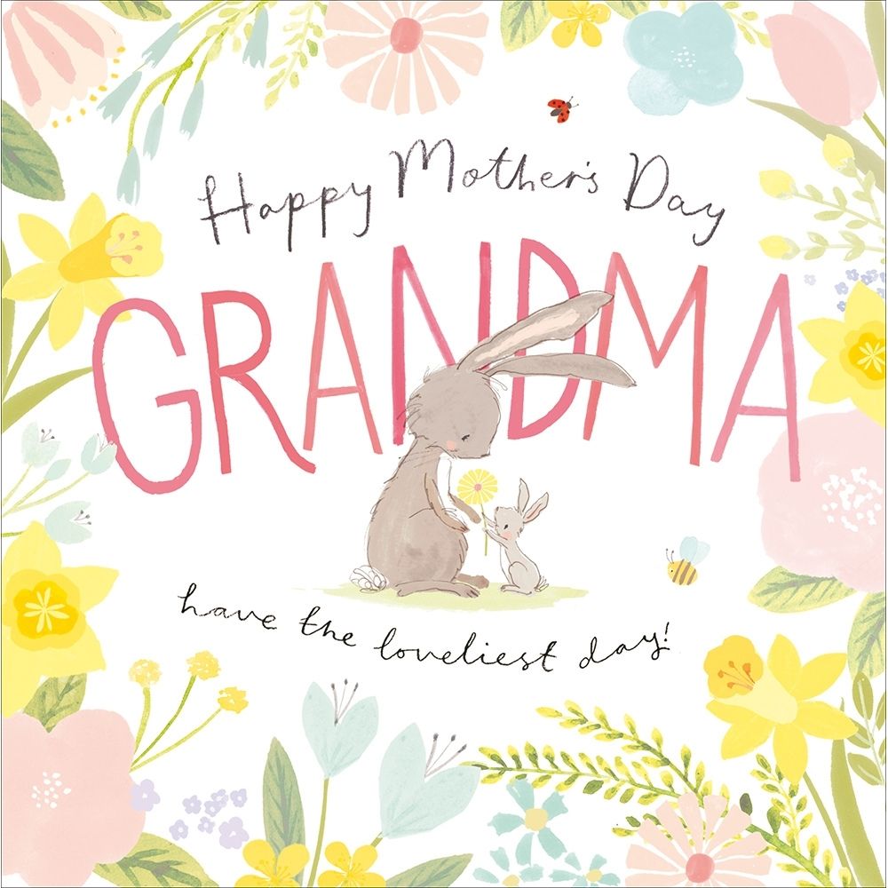 Woodmansterne Grandma Rabbits & Flowers Mother's Day Card - Old Railway Line Garden Centre