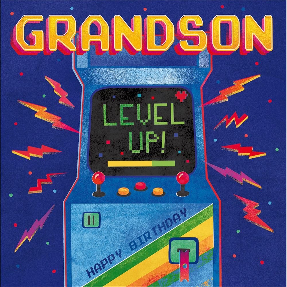 Woodmansterne Grandson Level Up Birthday Card - Old Railway Line Garden Centre