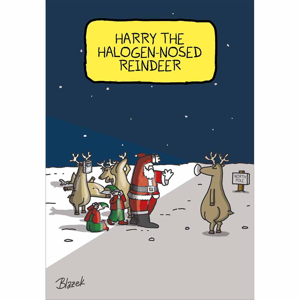 Woodmansterne Halogen Reindeer Funny Christmas Card