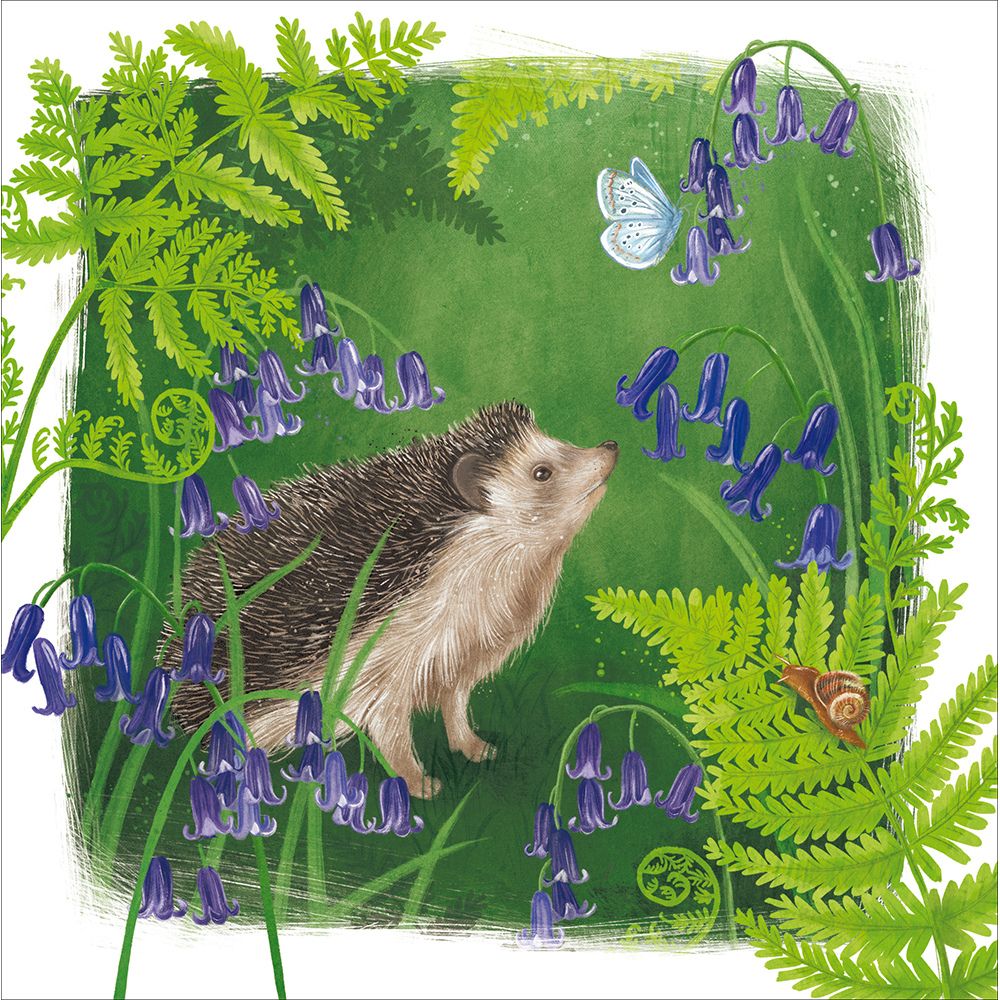 Woodmansterne Happy Hedgehog Blank Card - Old Railway Line Garden Centre