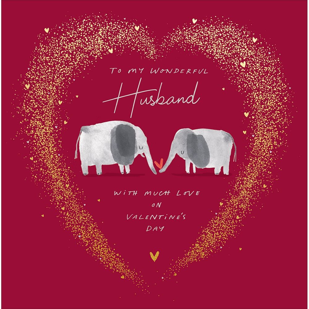 Woodmansterne Husband Two Elephants Valentines Card - Old Railway Line Garden Centre