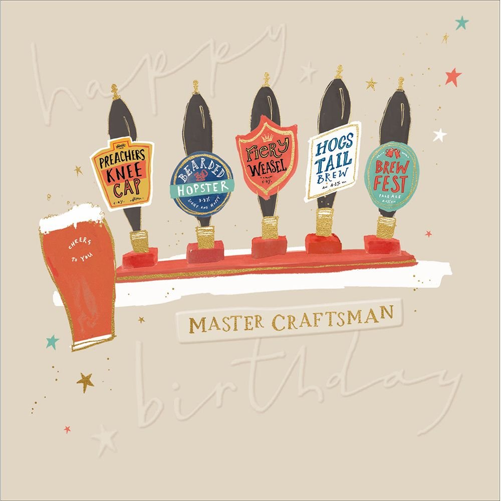 Woodmansterne Master Craftsman Beer Funny Blank Card - Old Railway Line Garden Centre