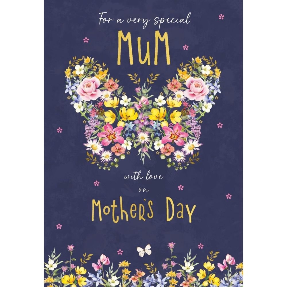 Woodmansterne Mum Floral Butterfly Mother's Day Card - Old Railway Line Garden Centre