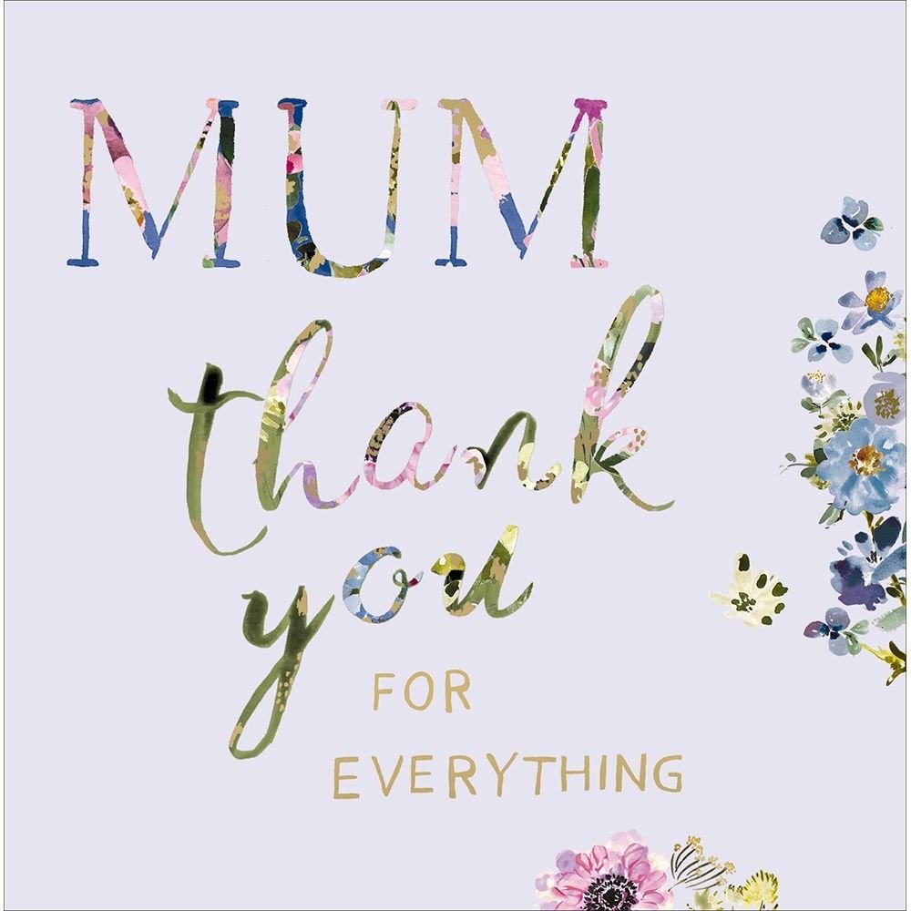 Woodmansterne Mum Thank You Floral Text Mother's Day Card - Old Railway Line Garden Centre