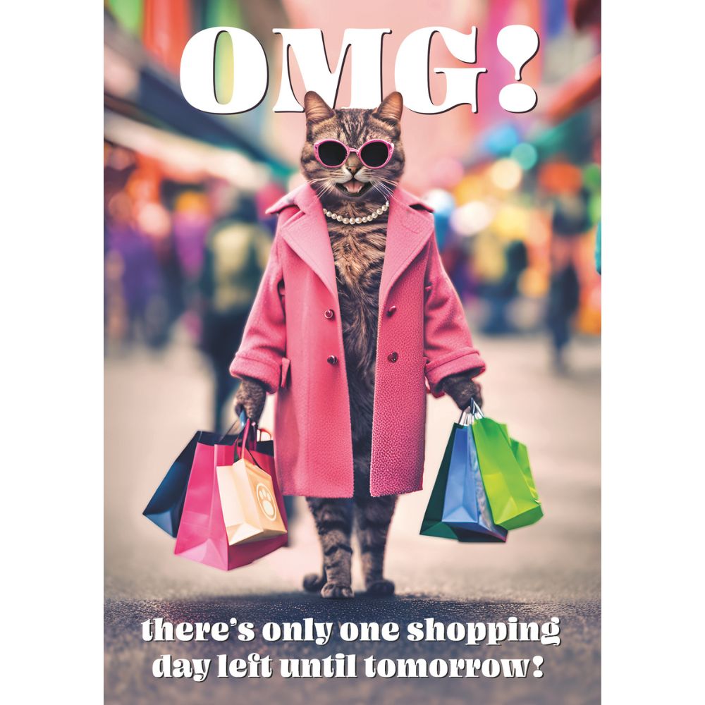Woodmansterne OMG Shopping Cat Card